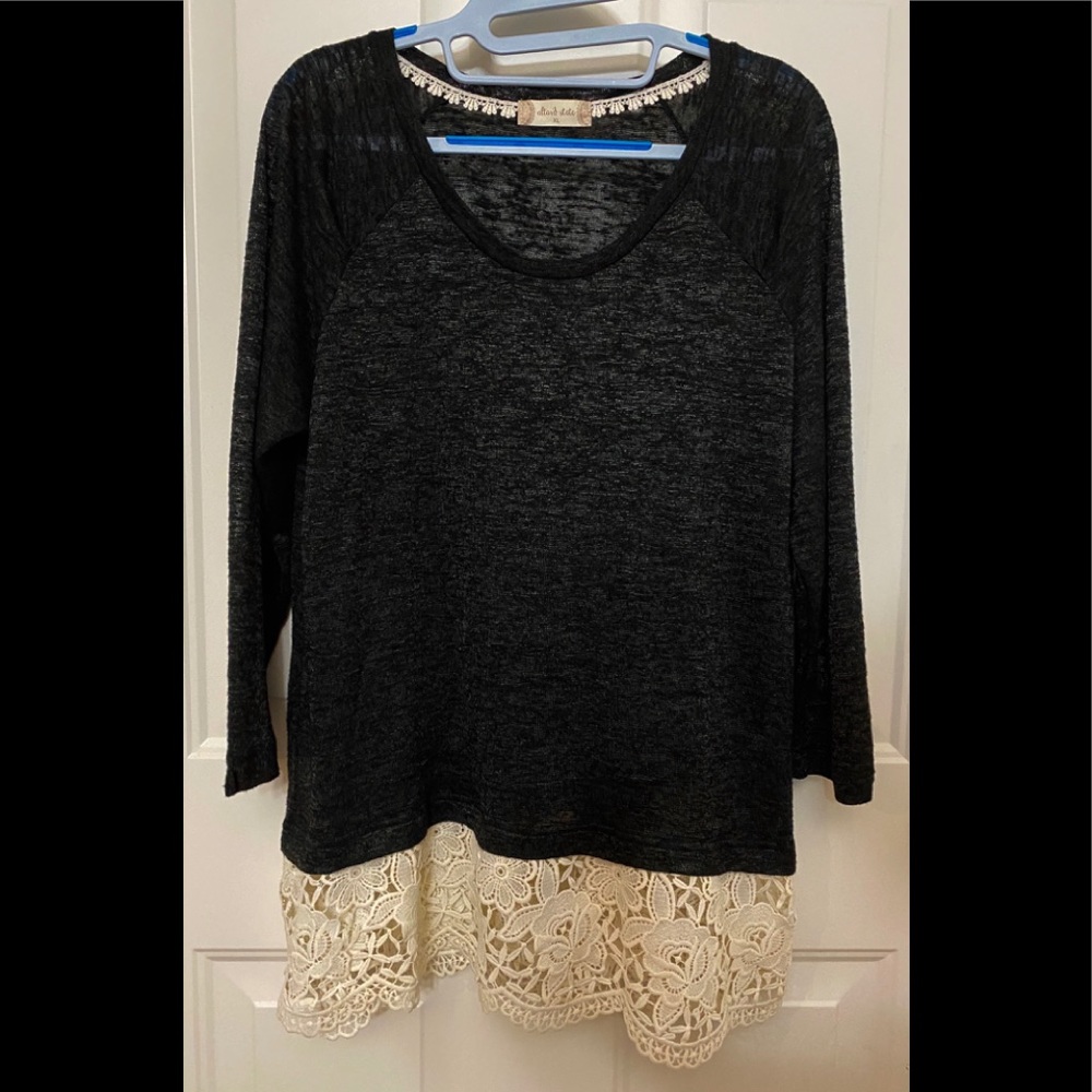 Altar’d State Black Heather with Lace Trim Top